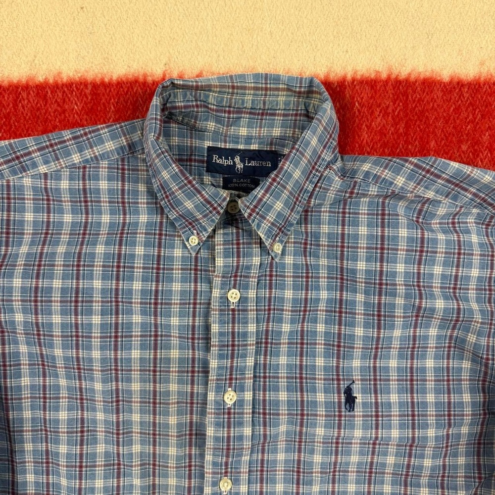 Vintage 90s Ralph Lauren Blake Plaid Shirt XL Long Sleeve Button Down LIGHT WEAR